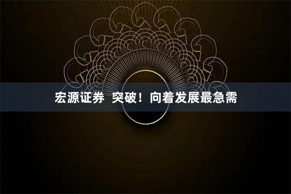 宏源证券  突破！向着发展最急需